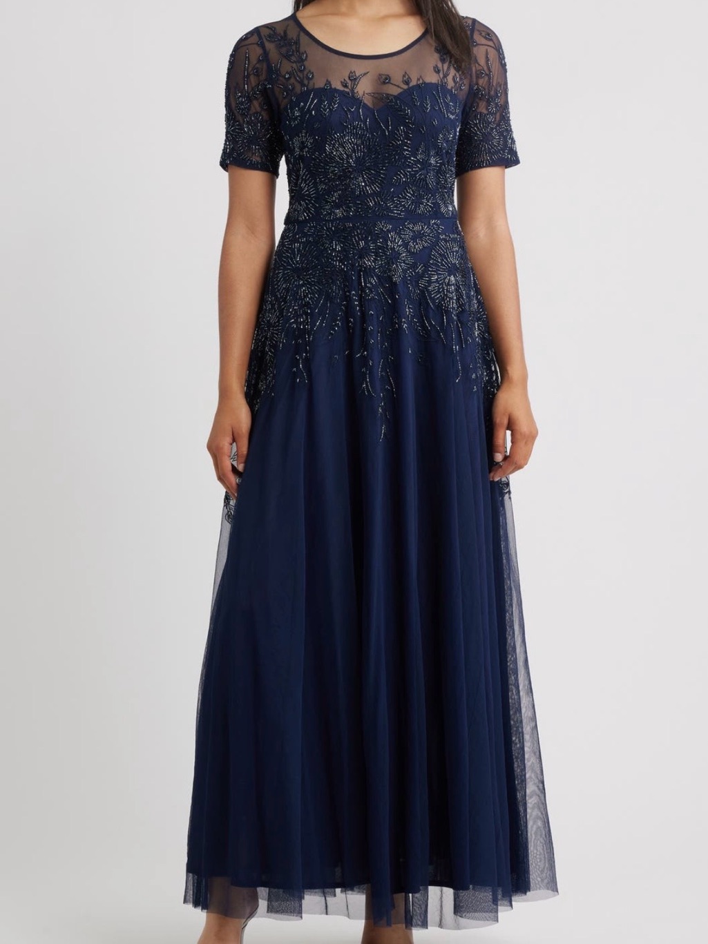 Pisarro Nights Embellished Illusion Neck Gown Prom | Wedding Gown